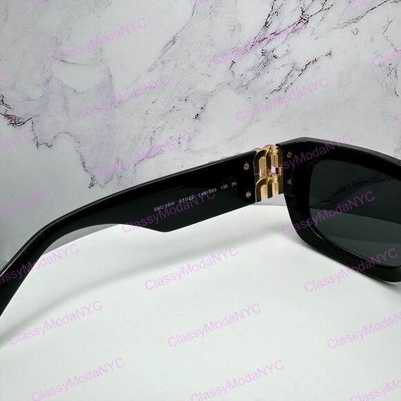 MIU MIU Sunglasses New Black Acetate Gold Metal Logo Square Cat Eye Authentic main image 12
